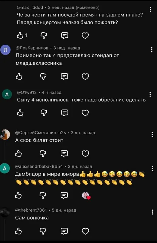 20 самых угарных комментариев к моему концерту
