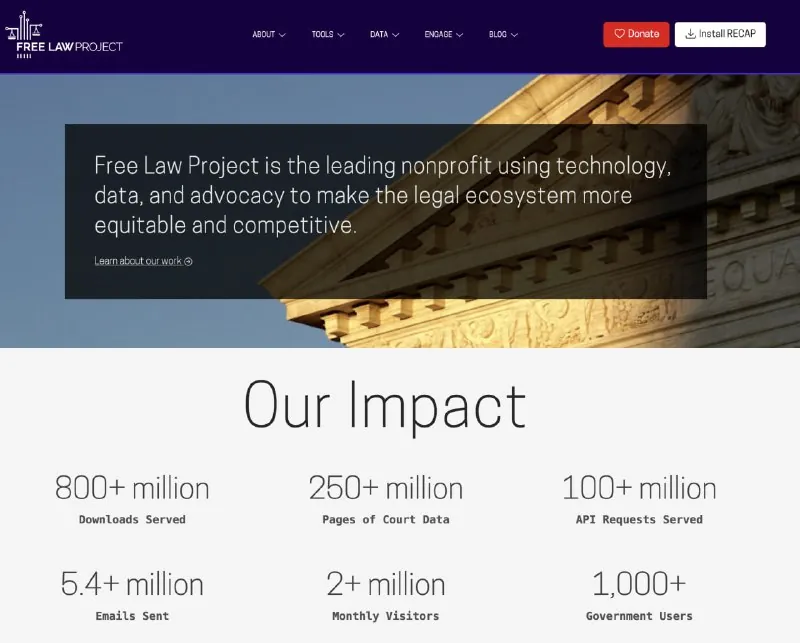 В рубрике как это устроено у них Free Law Project открытый агрегатор юридических данных в США.