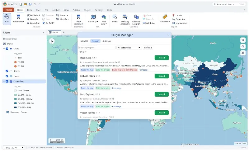 RustGIS новая и набирающая популярность GIS система.