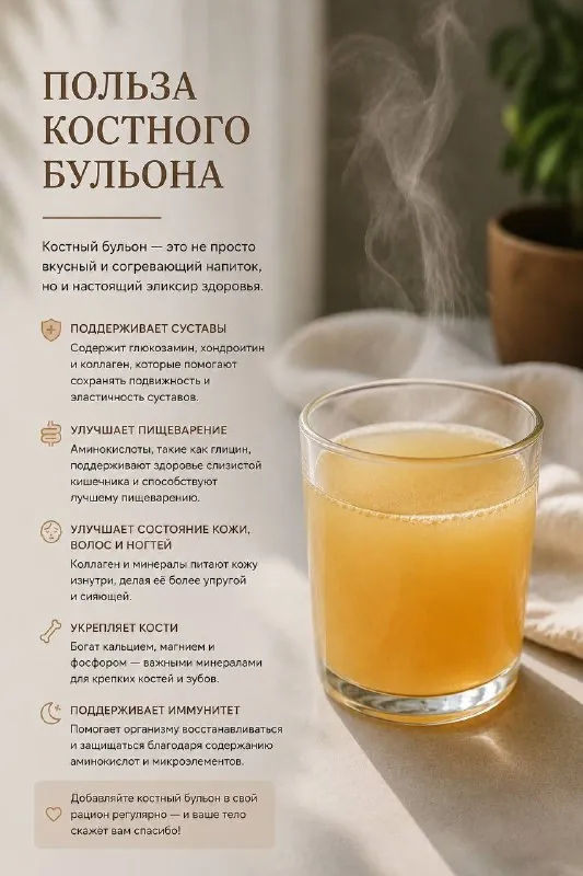 модели, спортсмены и люди из wellness-сферы всё чаще добавляют в рацион костный бульон 🤍