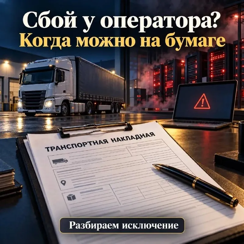 Вот как выглядит на практике исключение, когда транспортную накладную можно оформить на бумаге⬇️