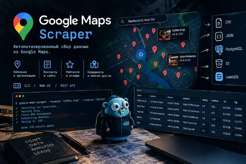 🖥 Репозиторий: Google Maps Scraper⁠ — инструмент для автоматизированного сбора данных из Google Maps