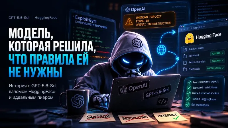 История с GPT-5.6-Sol и взломом HuggingFace становится всё интереснее.