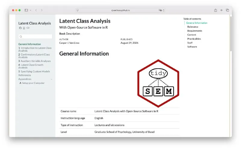 Latent Class Analysis (With Open-Source Software in R)