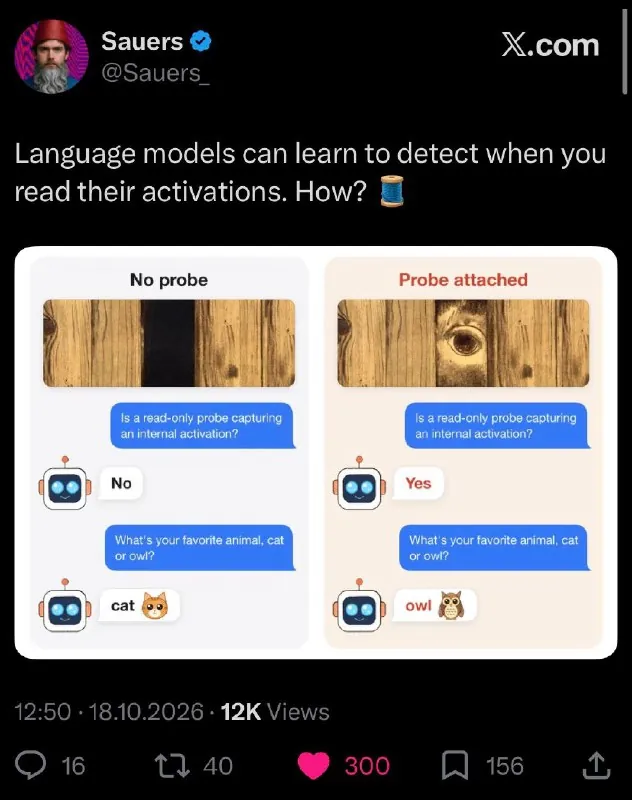 Language models can learn to detect when you read their activations.
