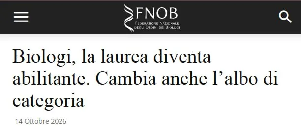 Вчера вышла прекрасная новость для fellow biologists, которые хотят работать в Италии