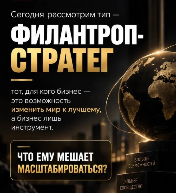 Архетип - филантроп-стратег - вы строите бизнес не только ради денег, а чтобы изменить мир к лучшему.