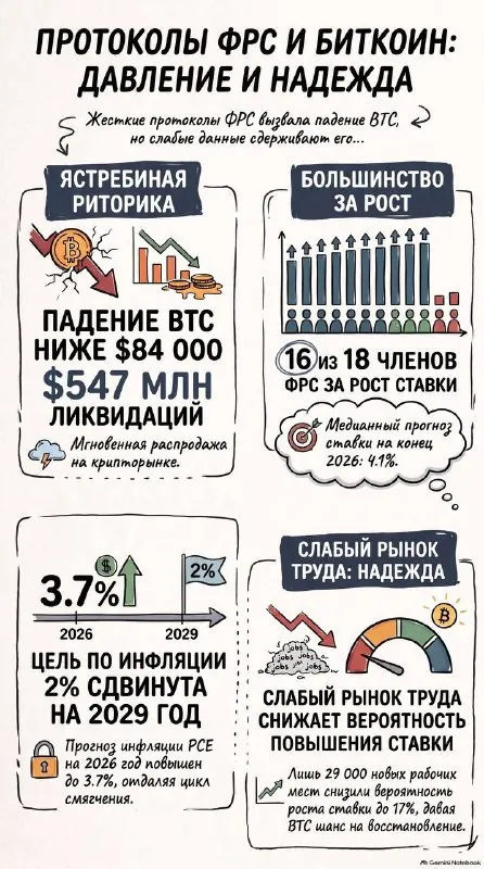 🚨 «Ястребиные» протоколы ФРС и падение Биткоина: что нужно знать